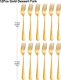12Pcs Gold,Gold Dessert Fork Stainless Steel Coffee Fork Set Ice Cream Cake Forks Black Cutlery Party Mirror Thin Sliverware: 
