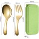 B Set,Mini Portable Stainless Steel Spoon Fork Set Storage Dessert Fruit Tool for Work School Short Handle Tableware Suitable...