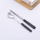 Brown,Chopsticks Dessert Spoon Flatware Stainless Steel Cutlery Set Sushi Sticks Coffee Tea Spoons Set Portable Dinnerware Set: 