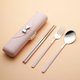 Pink,304 Stainless Steel Portable Cutlery Set Spoon Fork Chopsticks 3Pcs Kit with Bow Box Reusable Tableware for Students: 
