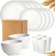 WHITE,New 16 Pieces/set of Non Fragile Meal Plates, Wheat Straw Dishes, Tableware Set, Microwave Dishwasher, Safe, Reusable...