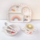 rainbow,Cartoon Bamboo Fiber Baby Feeding Plate Children Tableware Tray Dish Bowl Fork Spoon Cup Food Training Dinnerware Set...