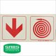 Parrot Photoluminescent 190mm Safety Sign - F14 - Arrow Down + Fire Hose Reel: 