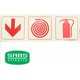 Parrot Photolum. Safety Sign - F4-Arrow Down+Fire Hose Reel+Fire Extinguisher (190mm): 