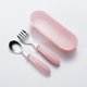Pink,3-Piece Children's Dining Set Spoon Fork Storage Box Portable Kids Tableware Kit: 