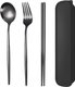 Black,Portable Gold Tableware Cutlery Set Dinnerware Set High Quality Stainless Steel Fork Spoon Chopsticks Travel Flatware...