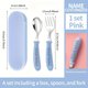 Blue,Personalized Name Cutlery Set, SS304 Food Supplement Learning to Eat Training Fork Spoon Set ,Back to School, Kid Creative...