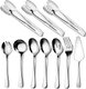 Silvery-10 Piece,10-Piece Polished Stainless Steel Gold Serving Utensils Set Include Serving Spoons, Slotted, Tongs, Fork?Salad...