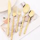 5pcs gold,Stainless Steel Dinnerware Set High-grade Graceful Metal Cutlery Set Knife Cake Fok Coffee Spoon Kitchen Tableware: 