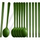 Green,12Pcs Tableware Set High Quality Silicone Dinner Flatware Set White Dinnerware Spoon Chopsticks Cutlery Set: 