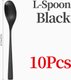 L-black spoon,10pcs 304 stainless steel Western cutlery, customized retro matte fork Tea spoon dessert spoon tableware: 
