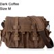 Dark Coffee Size M,New Fashion Vintage Leather Canvas Men's Messenger Bag Cotton: 