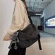 Buckle ribbon black + frog charm,Casual Canvas Crossbody Bag Men's Simple Shoulder Bag Travel: 