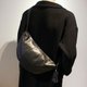 Black,Men's Retro Korean Style Dumpling Shape Crossbody Bag: 