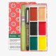 Kuretake Gansai Tambi Japanese Watercolour Paint Set - Irodori Kobako Red (6 Colours) - with 2 Pens: 