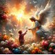 DIY Paint by Number 45x45cm - Angel & child sunset: 