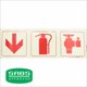 Parrot Photoluminescent 190mm Safety Sign - F10 - Arrow Down + Fire Extinguisher + Fire Hydrant: 