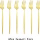 Gold,6pcs/Set Black Gold Dessert Fork Set Mirror Stainless Steel Colorful Fork Set Tableware Cutlery Set Home Party Kitchen...