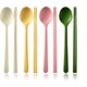 Mix,8Pcs/Set Long Handle Chopsticks Spoon Cutlery Set Reusable Silicone Non-slip Sticks Sushi Food Soup Tableware Set: 