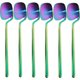 Rainbow Spoon,6pcs Black Dinner Fork Flatware Table Decor Kitchen Matte Spoon Knife Dinnerware tableware Cutlery Desserts Soup...