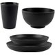 4Pcs Black,Wheat Straw Tableware Set Plate Dish Bowl Cup Unbreakable Kitchen Eco Friendly Dishes Eating Dinnerware Camping: 