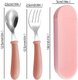 Pink,2pcs Children Spoon Forks With Box Stainless Steel Dinnerware Cutlery Food Feeding Baby Feeding Tableware Set Children...