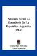 Apuntes Sobre La Ganaderia En La Republica Argentina (1900) (Spanish, Paperback): Carlos Rey De Castro, Carlos Gandolfo