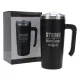 Strong and Courageous Black Stainless Steel Travel Mug with Handle: 