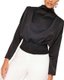 I Saw it First - Ladies Black High Neck Gathered Waist Blouse: 