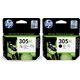 HP 305XL Black and Tri Colour Combo Pack Ink Cartridge: 