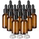 Chenshia Transparent 12 Pieces 30ml Essential Oil Glass Pipette Bottle&3 Funnels - Brown: 