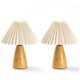 Chenshia Small Bedside Lamp Twin Pack with Lamp Shade 2PC - Honey Oak: 