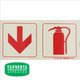Parrot Photoluminescent 190mm Safety Sign - F13 - Arrow Down + Fire Extinguisher: 
