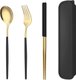 Black Gold,Portable Gold Tableware Cutlery Set Dinnerware Set High Quality Stainless Steel Fork Spoon Chopsticks Travel...