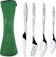 4 PCS Green,Stainless Steel Tableware Bag Washable with Zipper Cutlery Kit Case Portable Pouch For DinnerHousehold Tool Travel...