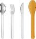 Style F,3pcs/set With Silicone Case Travel Cutlery Set 304 Stainless Steel Rust-proof Flatware Set Reusable Mirror Polished: 