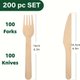 200Pcs,Party Supplies Set, Disposable Wooden Cutlery, Includes 6.3in Forks and 6.5in Knives, Suitable for Parties, Camping,...