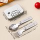 Lion Style,3Pcs/Set Cartoon Portable Foldable Tableware Set 304 Stainless Steel Fork Spoon With Iron Box Outoor Travel Folding...