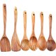6pc,Thai Teak Natural Wooden Tableware Spoon Spoon Long Rice Colander Soup Skimmer Cooking Spoon Spoon Kitchen Tool Set: 