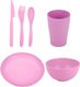 Pink,6Pcs Tableware Set Wheat Straw Cutlery Eco Friendly Dinnerware Set Unbreakable Tableware Dishes Camping Set Of Dishes...