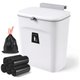 Chenshia Small Hanging Trash Can Kitchen Wall Mounted &Lid - 100 Trash Bags - White: 