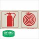Parrot Photoluminescent 190mm Safety Sign - F22 - Fire Extinguisher + Fire Hose Reel: 