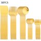 Gold 30Pcs,Dinnerware Set Stainless Steel Flatware Matte Fork Spoon Knife Dinner Set Cutlery Kitchen Western Silverware...