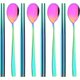 8Pcs Rainbow,304 Stainless Steel Cutlery Set Sushi Sticks Dinner Spoons Set Dinnerware Chopsticks Dessert Spoon Flatware Set: 
