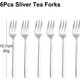 6pcs Sliver,Black Tea Fork Set Gold Cake Mini Fruit Fork Stailess Steel Coffee Forks Mirror Sliver Thin Western Cutlery: 