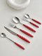 6pcs,Cute French  Stainless Steel Spoon with Dots Ceramic Handle: 