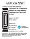 ASPLOS 17 Architectural Support for Programming Languages and Operating Systems (Paperback): Asplos 17 Conference Committee