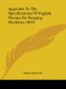 Appendix To The Specifications Of English Patents For Reaping Machines (1853) (Paperback): Bennet Woodcroft
