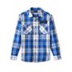 Men's Stacked Bar & Shield Long Sleeve Plaid Shirt (S): 