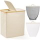 Chenshia Laundry Hamper with Lid,Double Laundry Hamper with 2 Removable Bag - Ivory: 